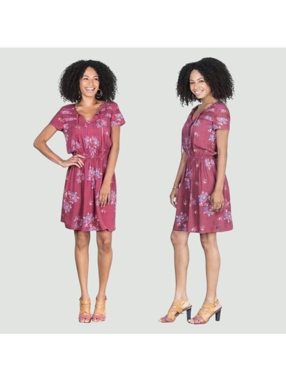 Matilda Jane NEW Art Class Short Sleeve Dress Large Pink Floral Lace Accent NWOT